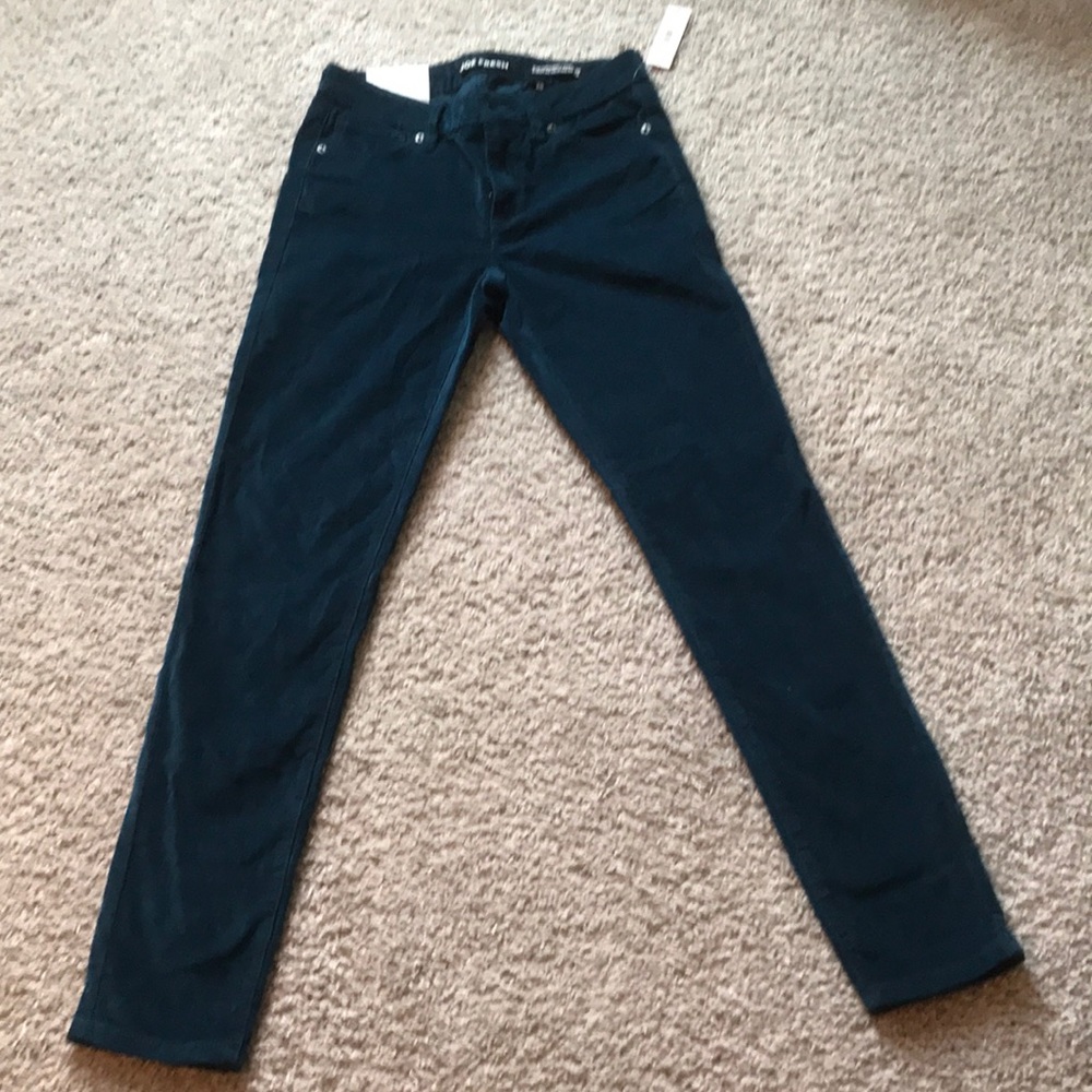 Blue corduroy mid rise skinny jeans